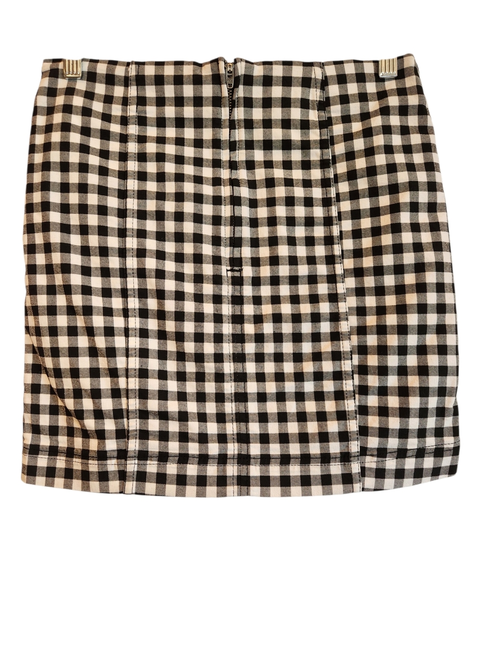 Free People Black/White Modern Femme Gingham Mini Skirt Size 4 Plaid Bodycon - Picture 2 of 9